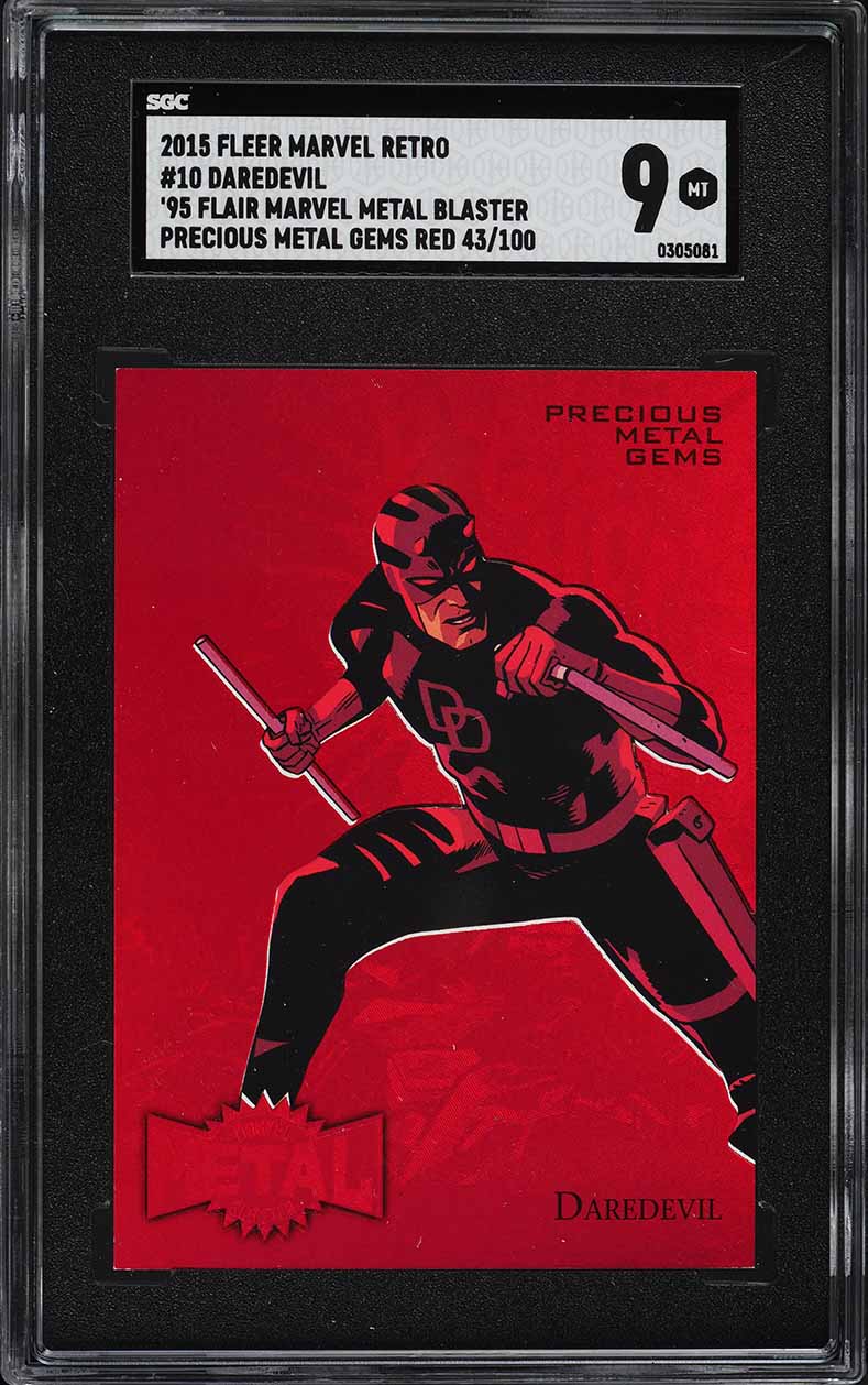 2015 Fleer Marvel Retro Precious Metal Gems PMG Red Daredevil /100 #10 SGC 9