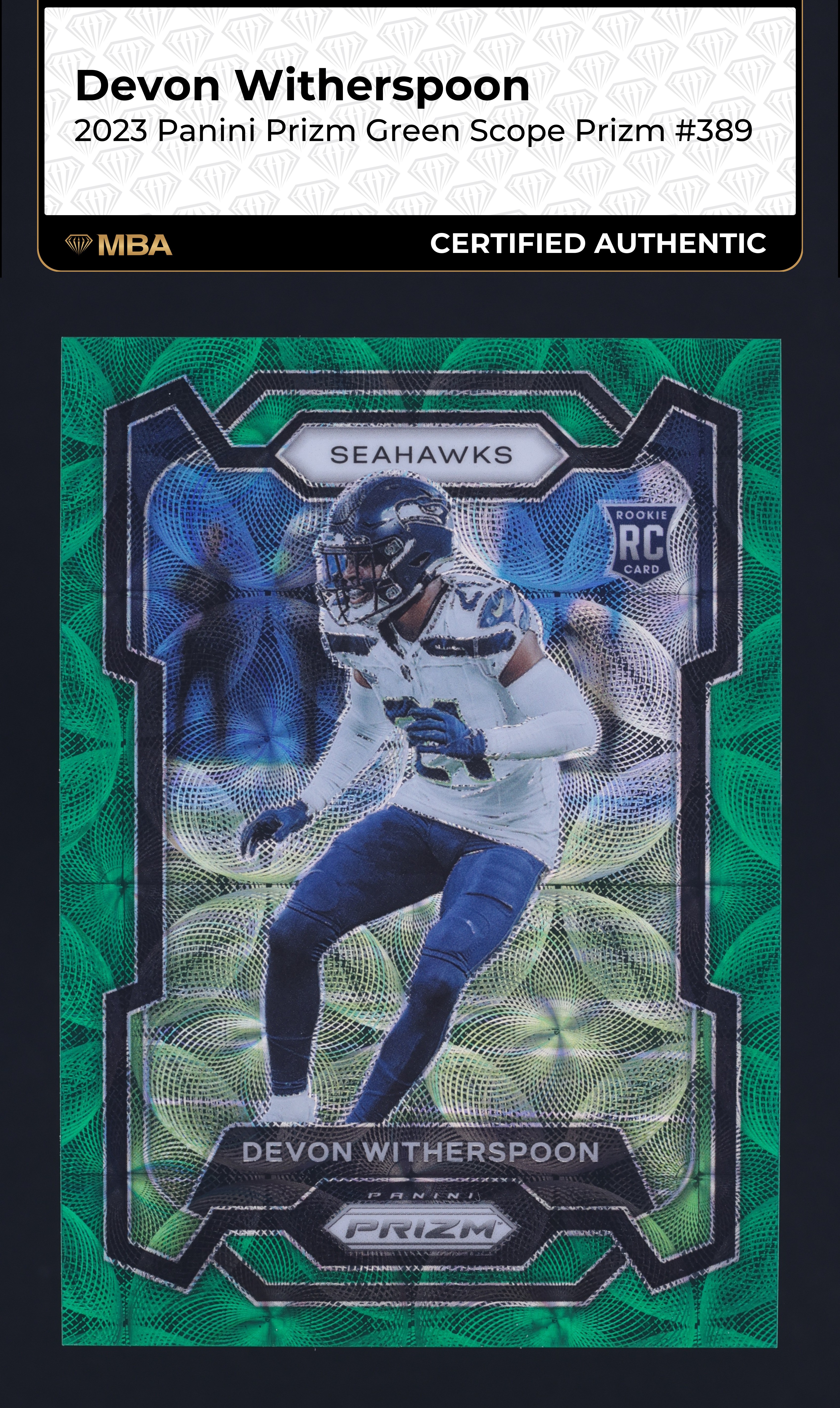 2023 Panini Prizm Green Scope Devon Witherspoon /75 #389 MBA AUTH