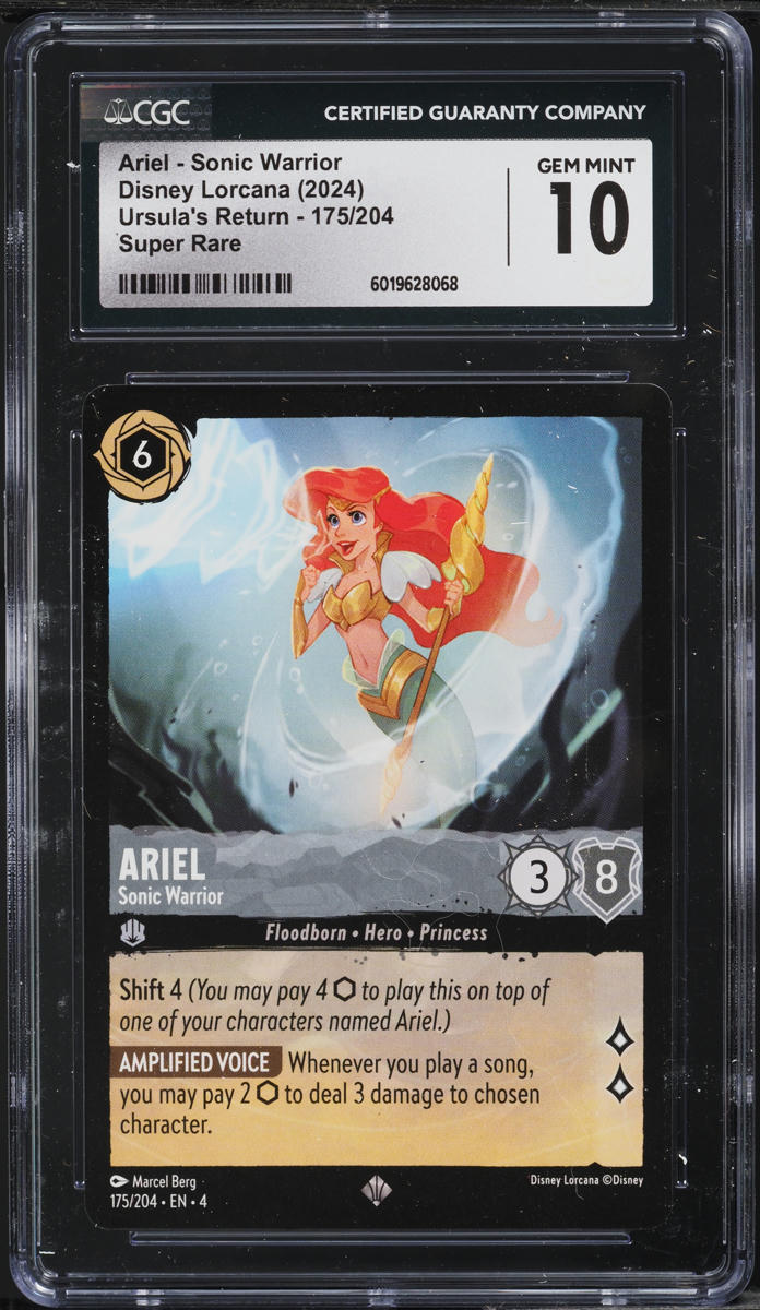 2024 Disney Lorcana Ursula's Return Ariel Sonic Warrior #175 CGC 10 GEM MINT