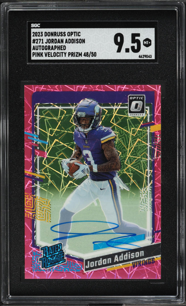 2023 Donruss Optic Pink Velocity Jordan Addison ROOKIE AUTO /50 #271 SGC 9.5