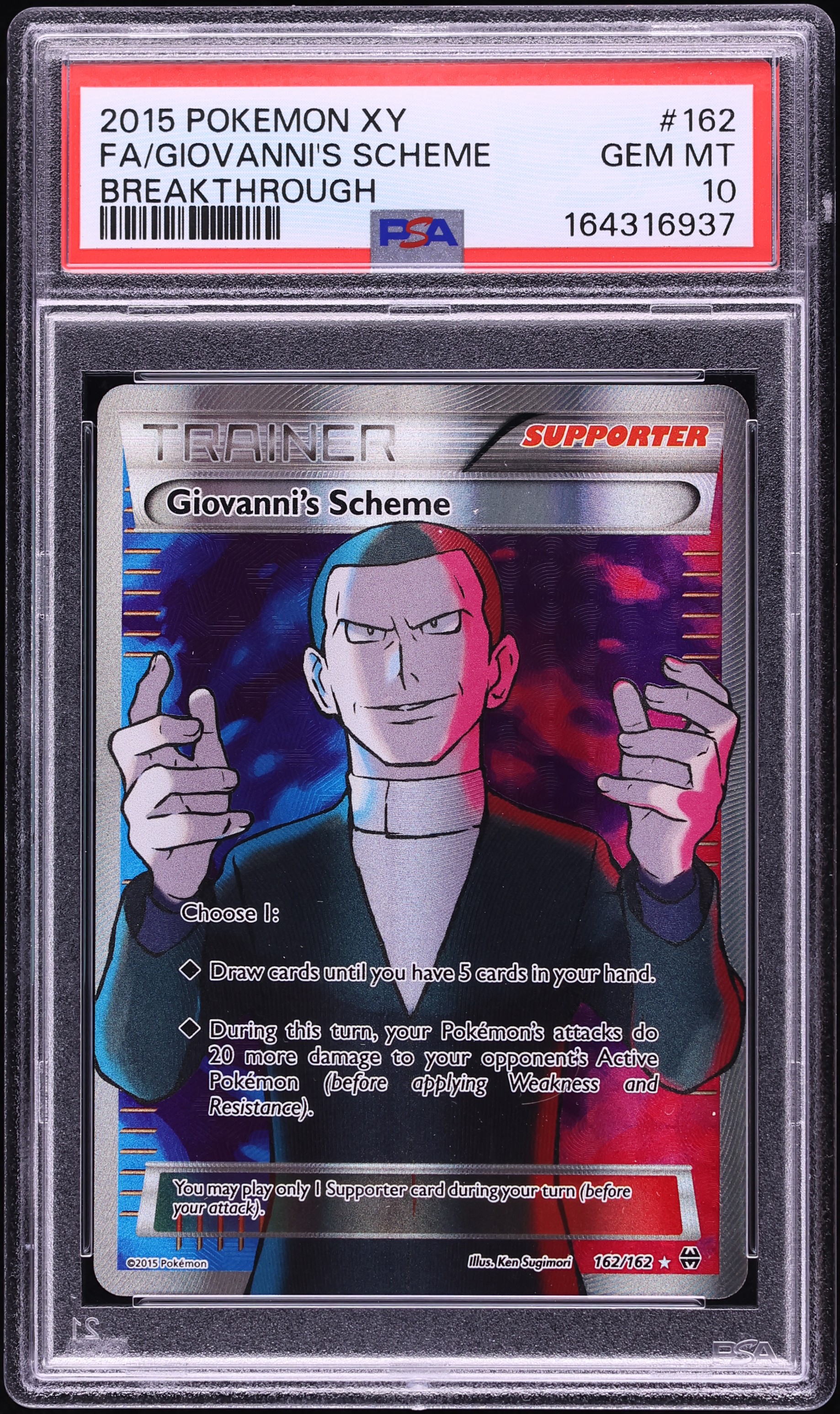 2015 Pokemon XY BREAKthrough Full Art Giovanni's Scheme #162 PSA 10 GEM MINT