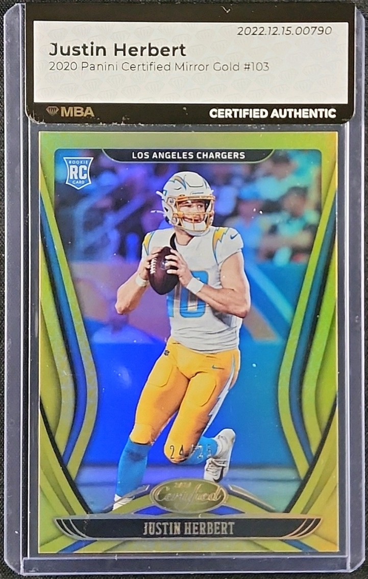2020 Panini Certified Mirror Gold Justin Herbert ROOKIE /25 #103 MBA AUTH