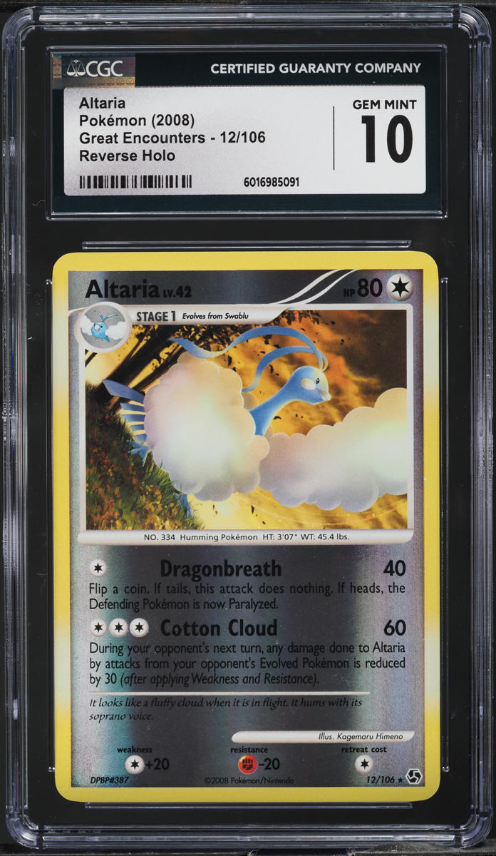 2008 Pokemon Diamond & Pearl Great Encounters Reverse Holo Altaria #12 CGC 10