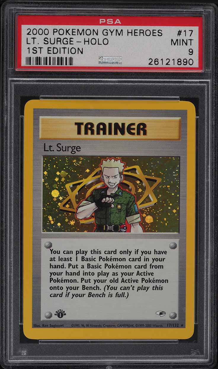 2000 Pokemon Gym Heroes 1st Edition Holo Lt. Surge #17 PSA 9 MINT
