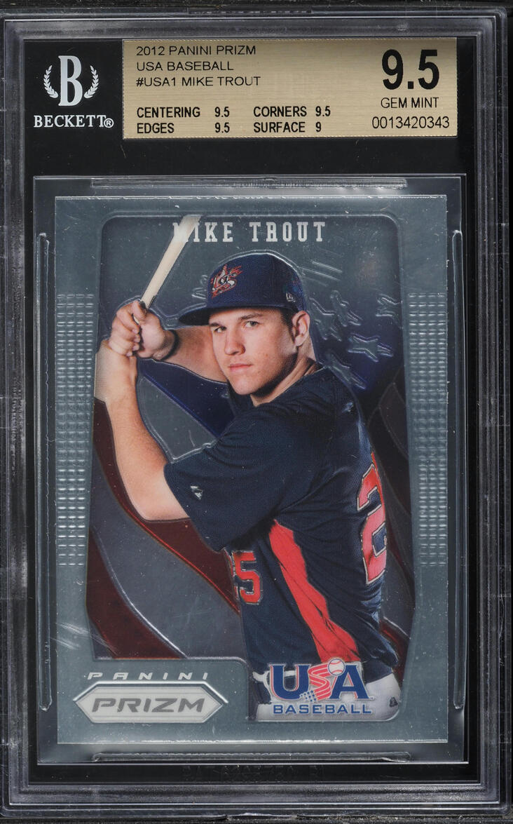 2012 Panini Prizm USA Baseball Mike Trout ROOKIE #USA1 BGS 9.5 GEM MINT