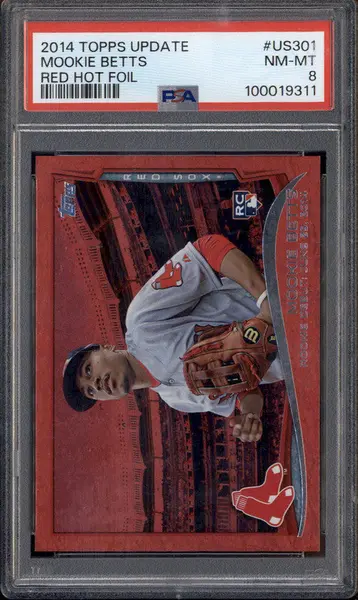 2014 Topps Update Red Hot Foil #US301 Mookie Betts RC PSA 8