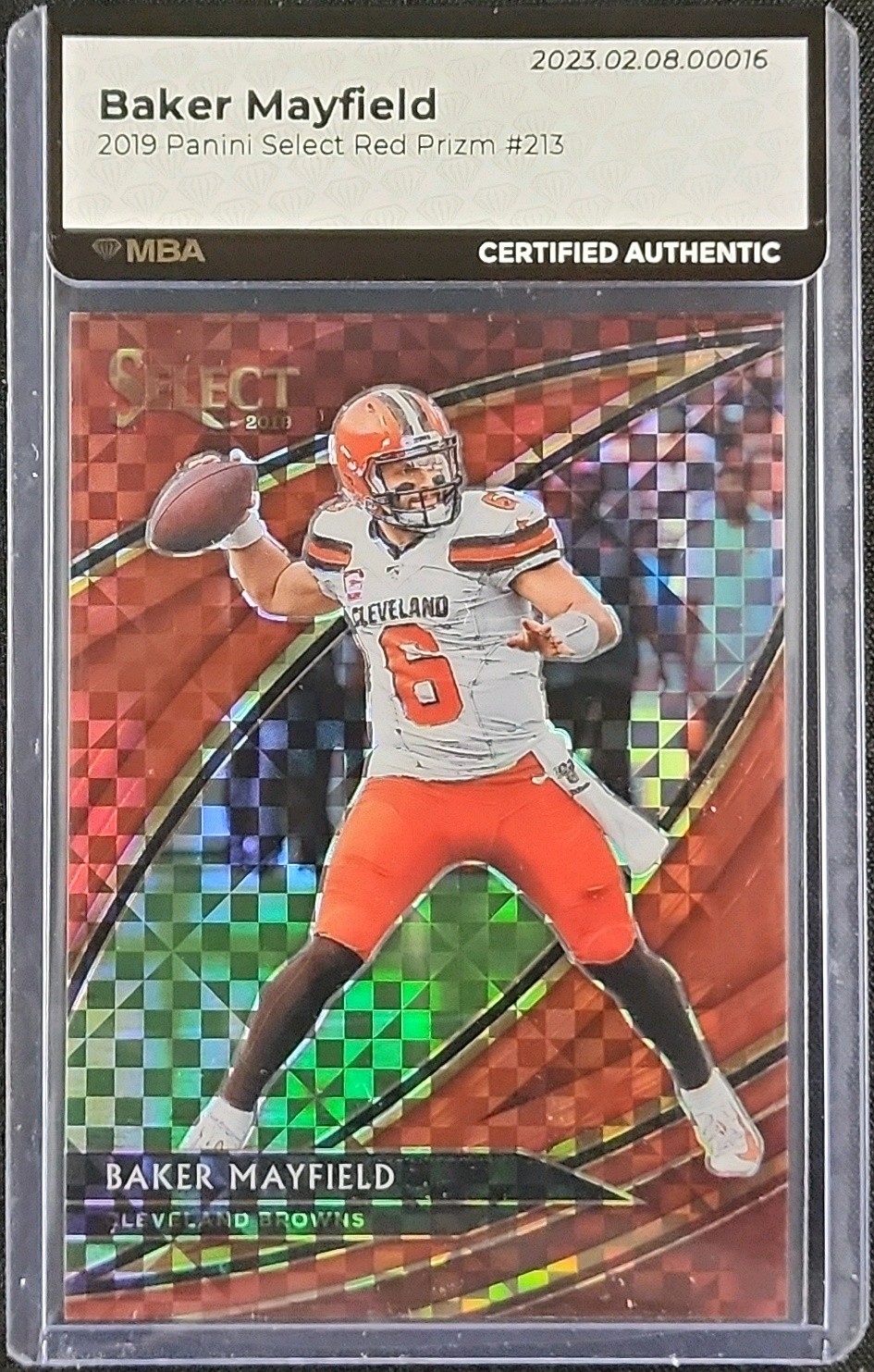2019 Select Field Level Red Prizm Baker Mayfield /49 #213 MBA AUTH