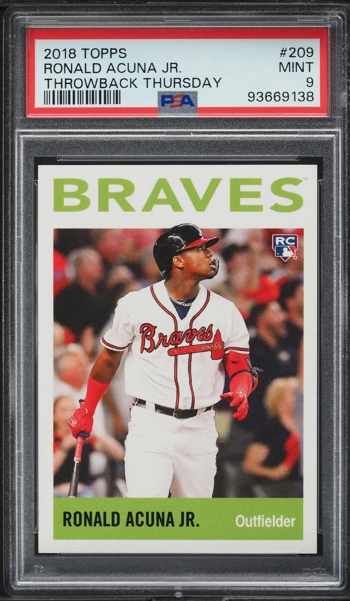 2018 Topps Throwback Thursday Ronald Acuna Jr. ROOKIE #209 PSA 9 MINT