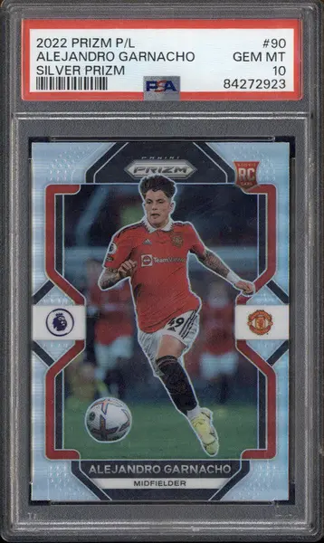 2022 Panini Prizm Premier League Prizms Silver #90 Alejandro Garnacho RC PSA 10