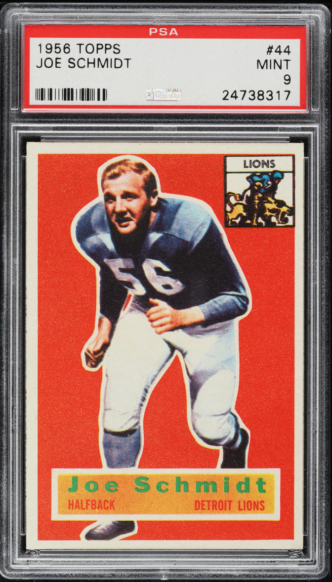 1956 Topps Football Joe Schmidt ROOKIE #44 PSA 9 MINT