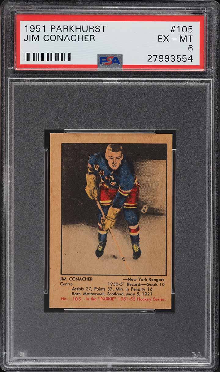 1951 Parkhurst Jim Conacher #105 PSA 6 EXMT