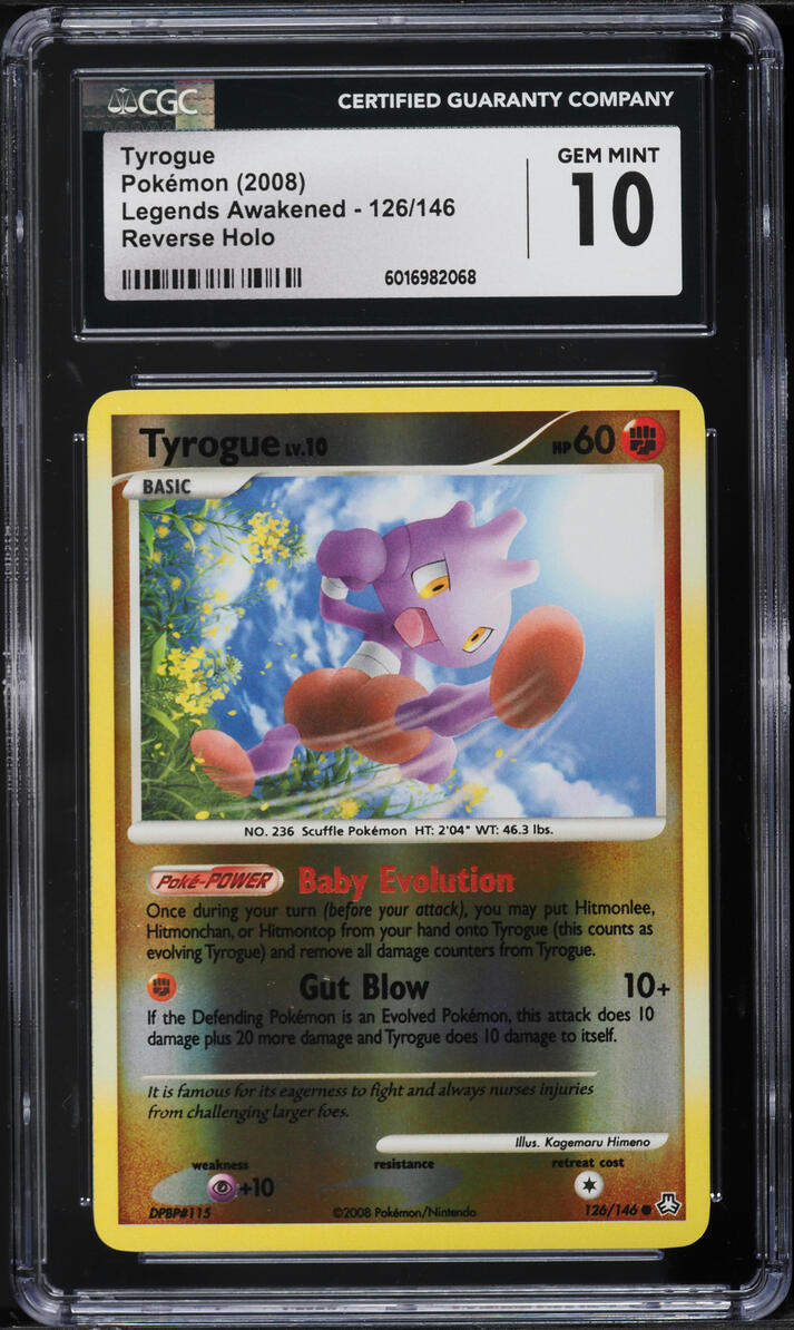 2008 Pokemon DP Legends Awakened Reverse Holo Tyrogue #126 CGC 10 GEM MINT