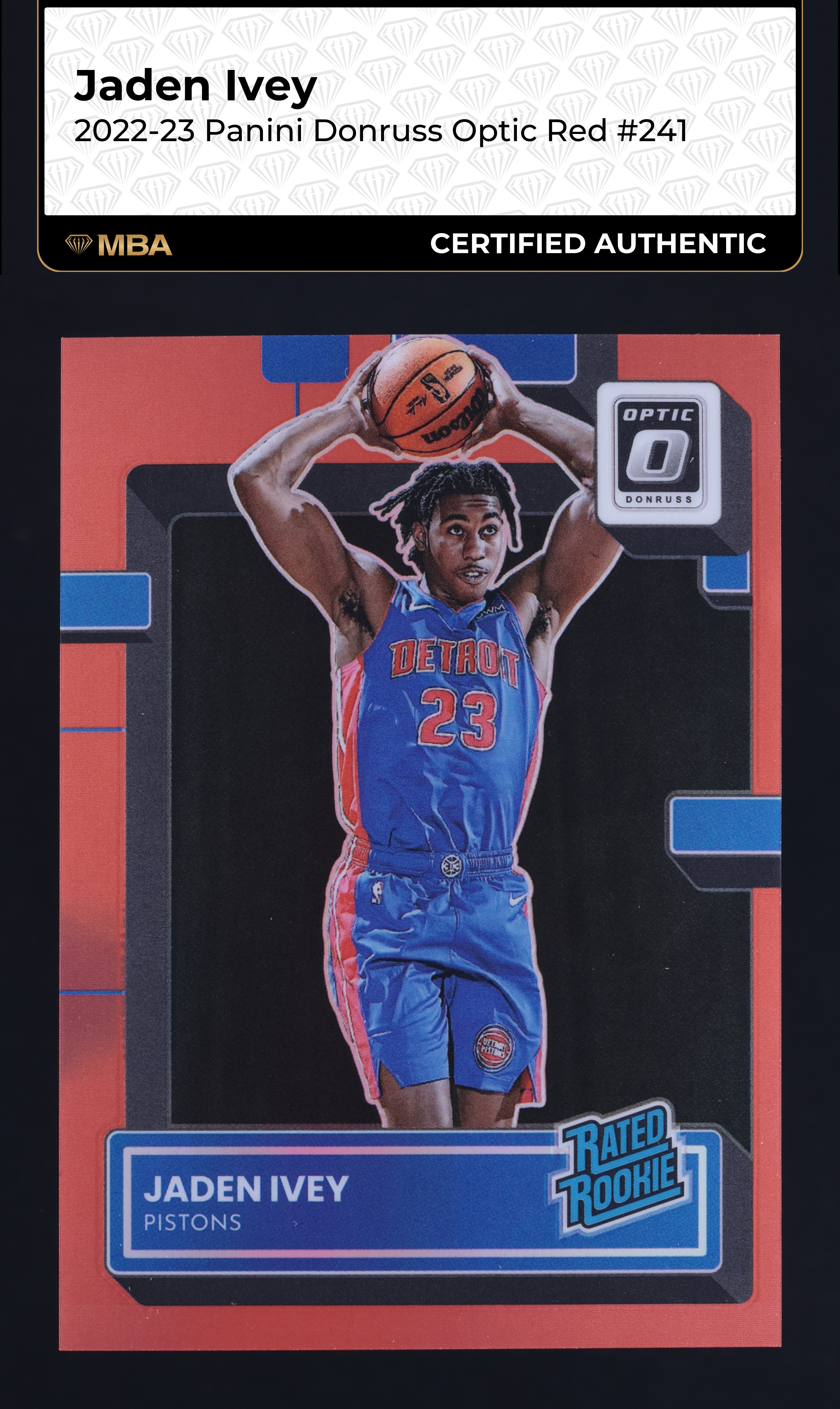 2022 Donruss Optic Red Jaden Ivey ROOKIE /99 #241 MBA AUTH