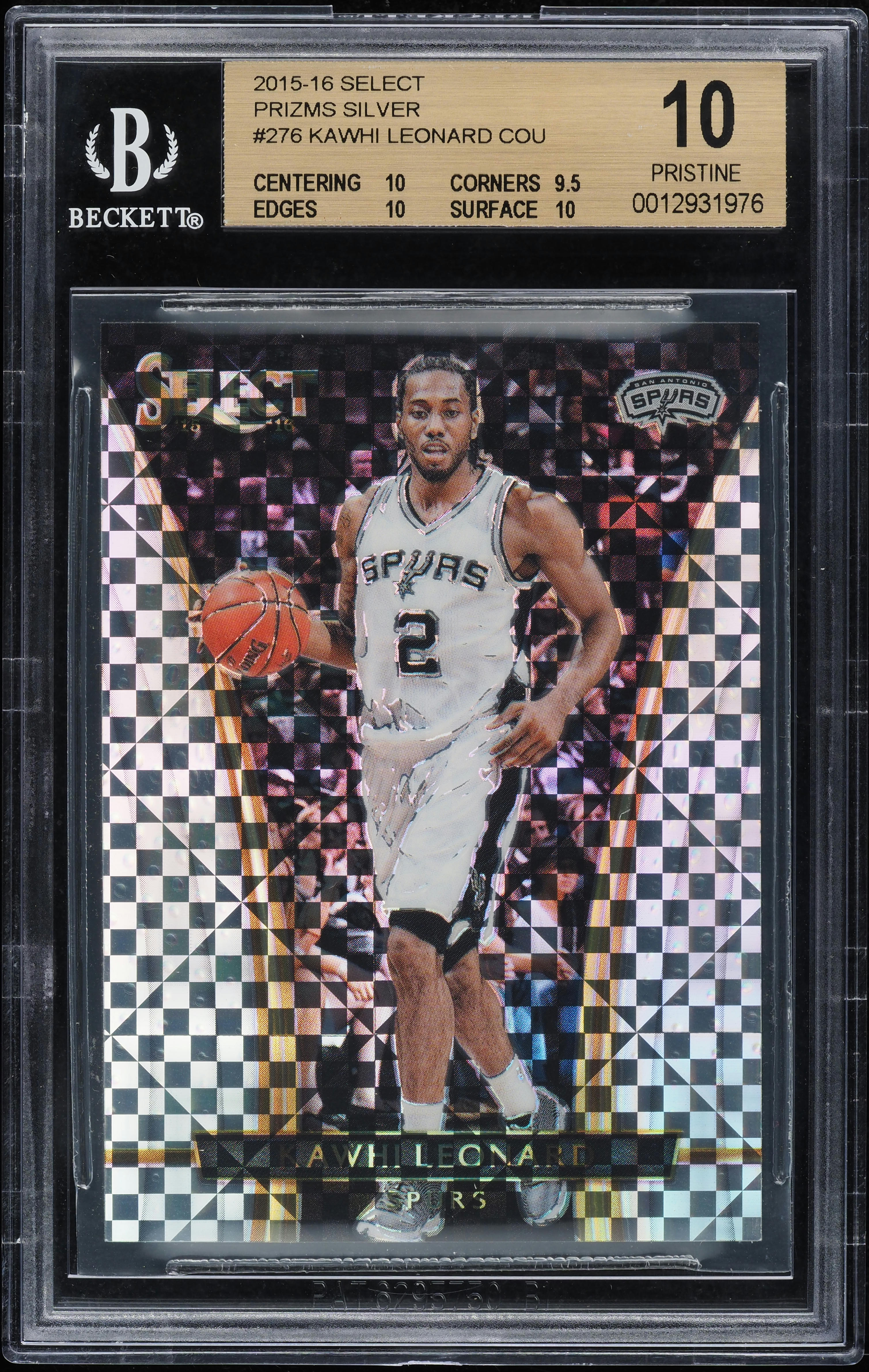 2015 Select Courtside Silver Prizm Kawhi Leonard #276 BGS 10 PRISTINE