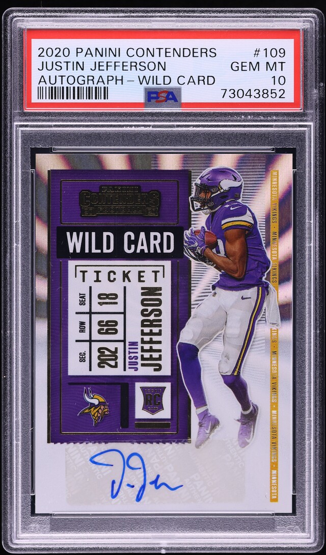 2020 Panini Contenders Wild Card Justin Jefferson ROOKIE AUTO #109 PSA 10 GEM