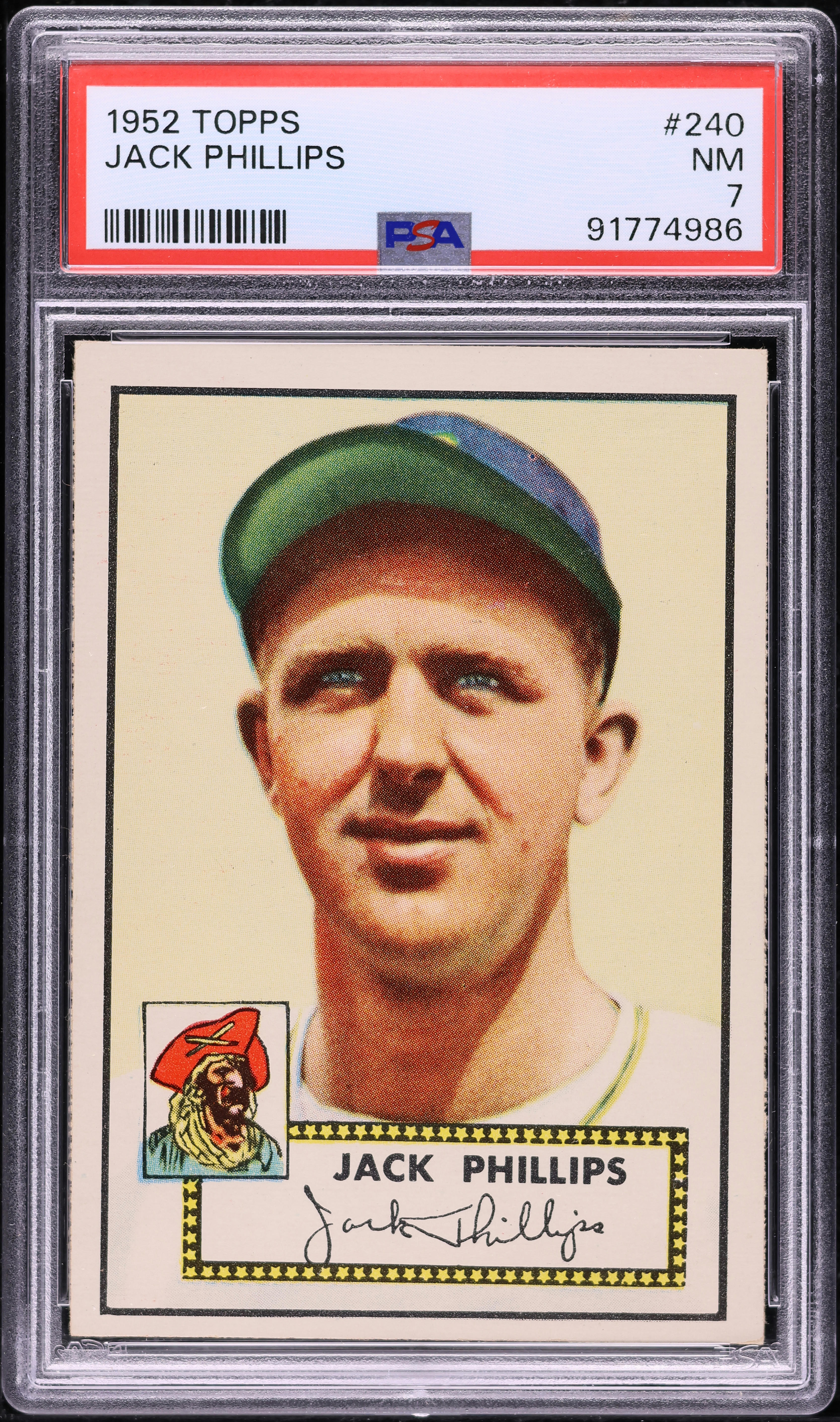 1952 Topps Jack Phillips #240 PSA 7 NRMT