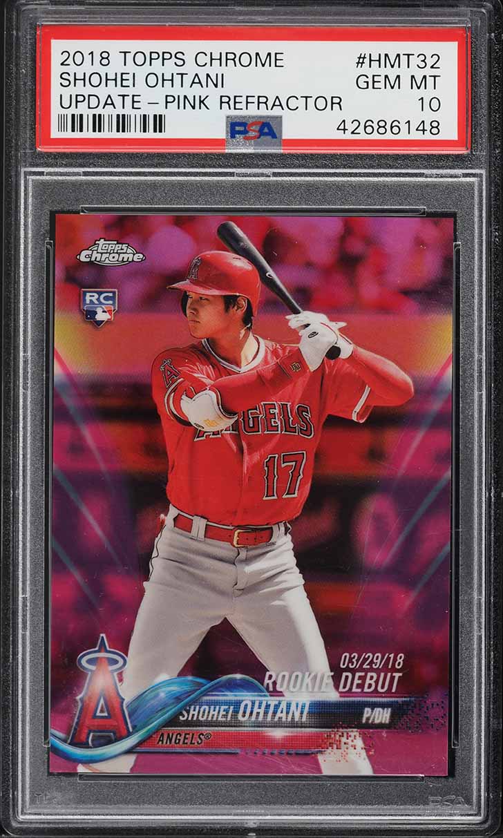 2018 Topps Chrome Update Pink Refractor Shohei Ohtani ROOKIE #HMT32 PSA 10 GEM