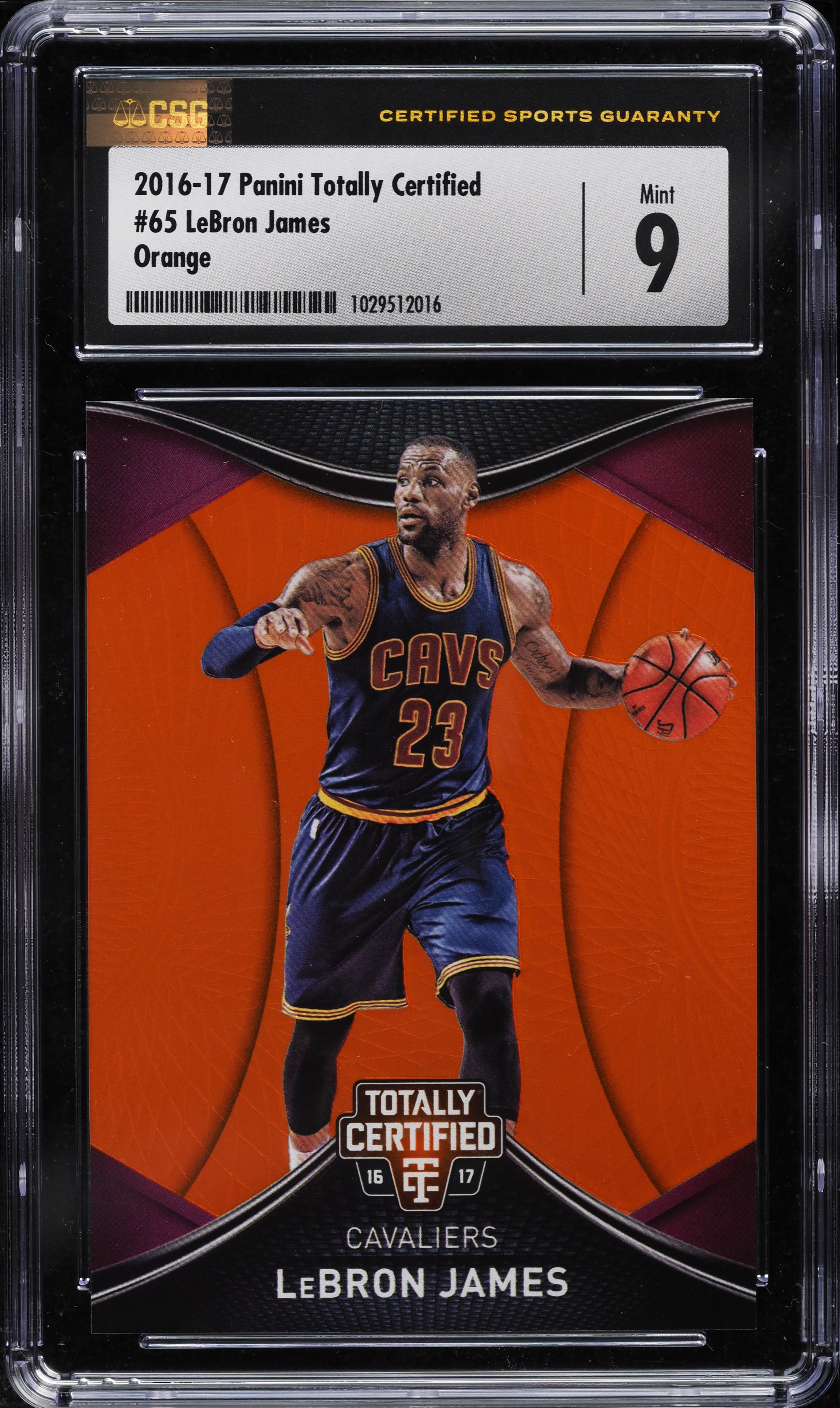 2016 Totally Certified Orange LeBron James /60 #65 CSG 9 MINT