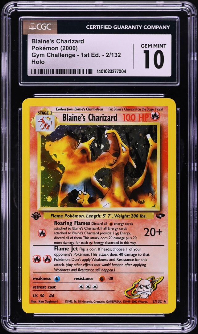 2000 Pokemon Gym Challenge 1st Edition Holo Blaine's Charizard #2 CGC 10 GEM