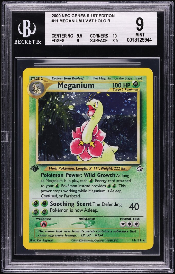 2000 Pokemon Neo Genesis 1st Edition Holo Meganium #11 BGS 9 MINT