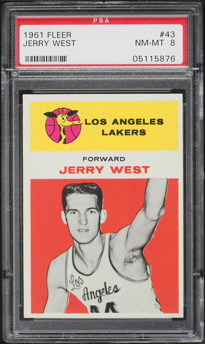 1961 Fleer Basketball Jerry West ROOKIE #43 PSA 8 NM-MT