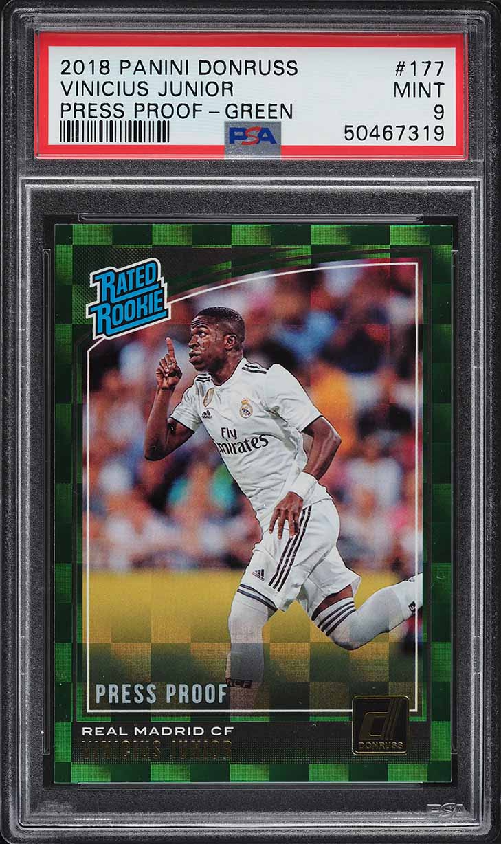 2018 Donruss Press Proof Green Vinicius Junior ROOKIE #177 PSA 9 MINT