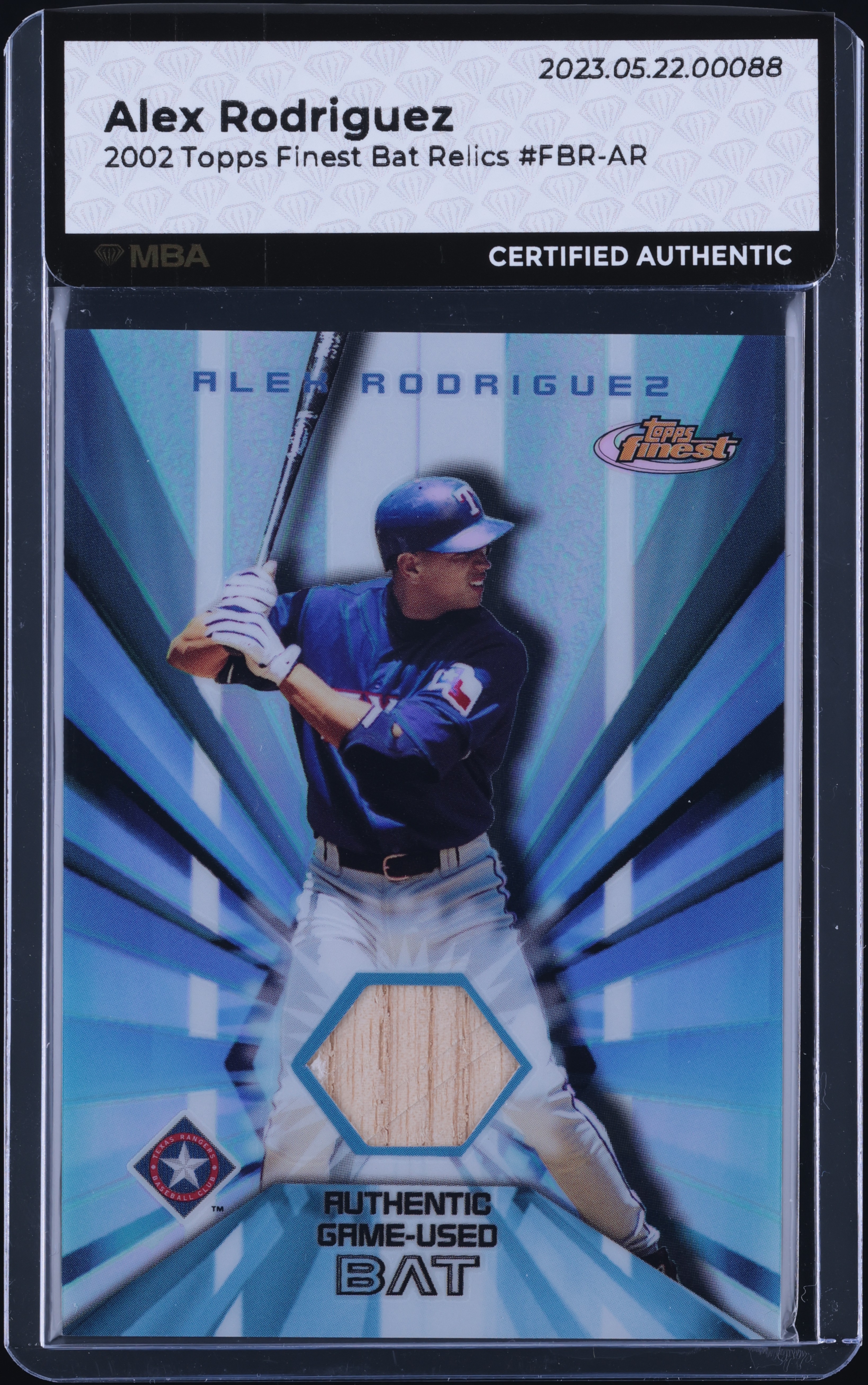 2002 Finest Bat Relics Alex Rodriguez PATCH #FBR-AR MBA AUTH