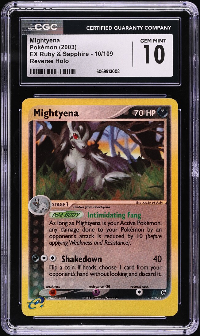2003 Pokemon EX Ruby & Sapphire Reverse Holo Mightyena #10 CGC 10 GEM MINT