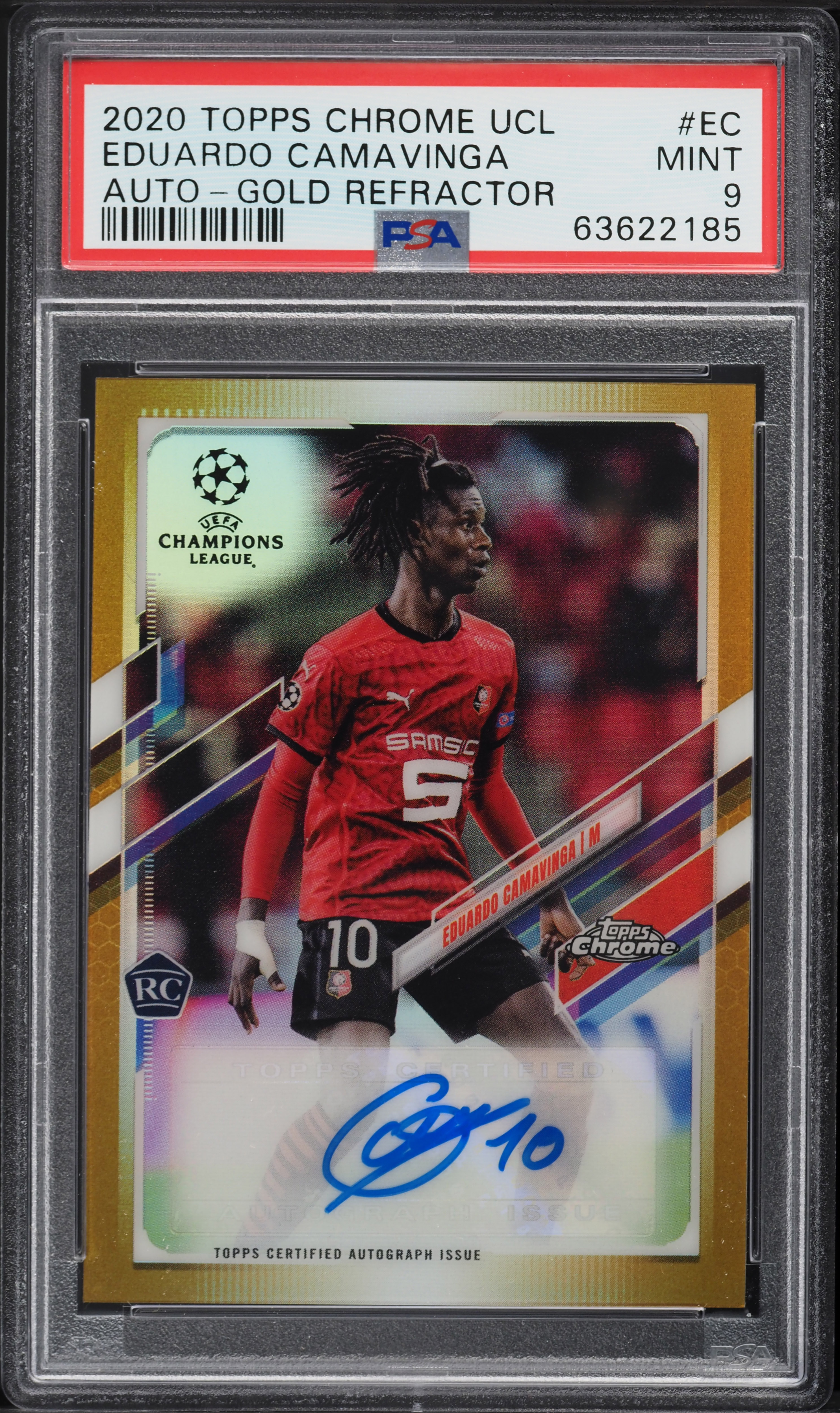 2020 Topps Chrome UEFA Gold Refractor Eduardo Camavinga ROOKIE