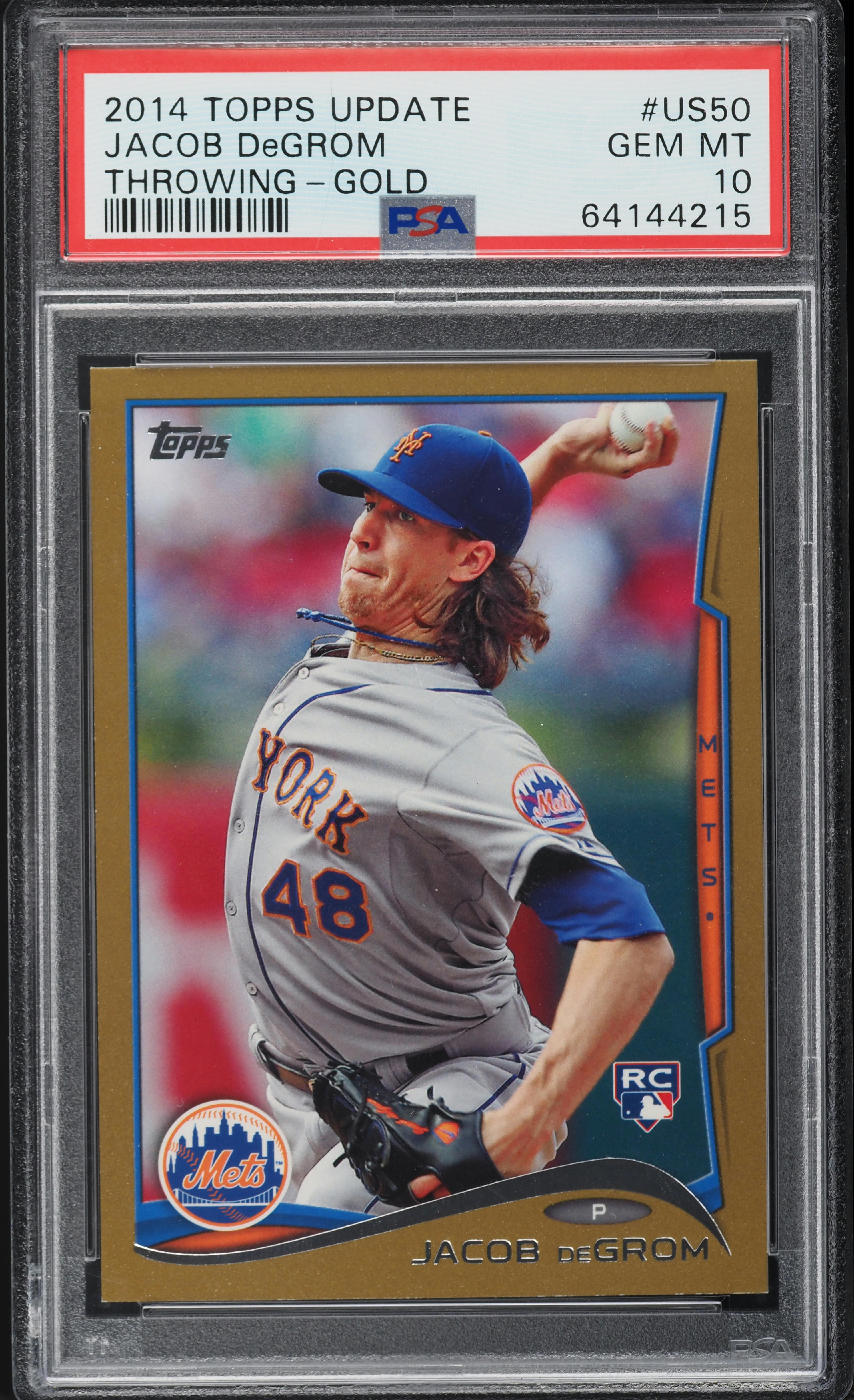 2014 Topps Update Throwing Gold Jacob DeGrom ROOKIE /2014 #US-50 PSA 10 GEM MINT