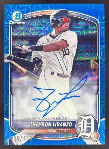2025 Bowman Chrome Mega Box Blue Refractors #BMA-TL Thayron Liranzo Auto /150