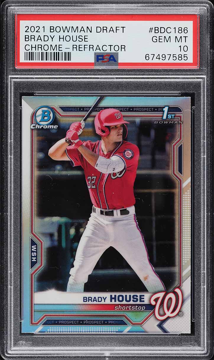 2021 Bowman Chrome Draft Refractor Brady House ROOKIE #BDC-186 PSA 10 GEM MINT