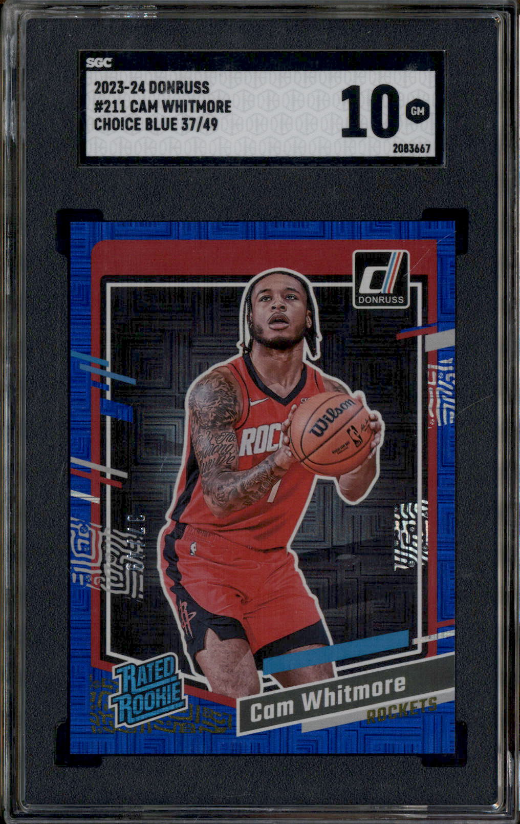 2023 Donruss Choice Blue #211 Cam Whitmore RC Rookie /49 SGC 10