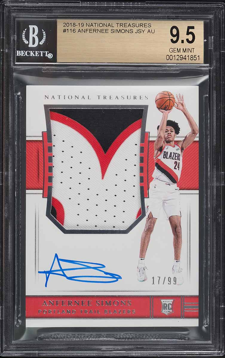 2018 National Treasures Anfernee Simons ROOKIE PATCH AUTO /99 #116 BGS 9.5 GEM
