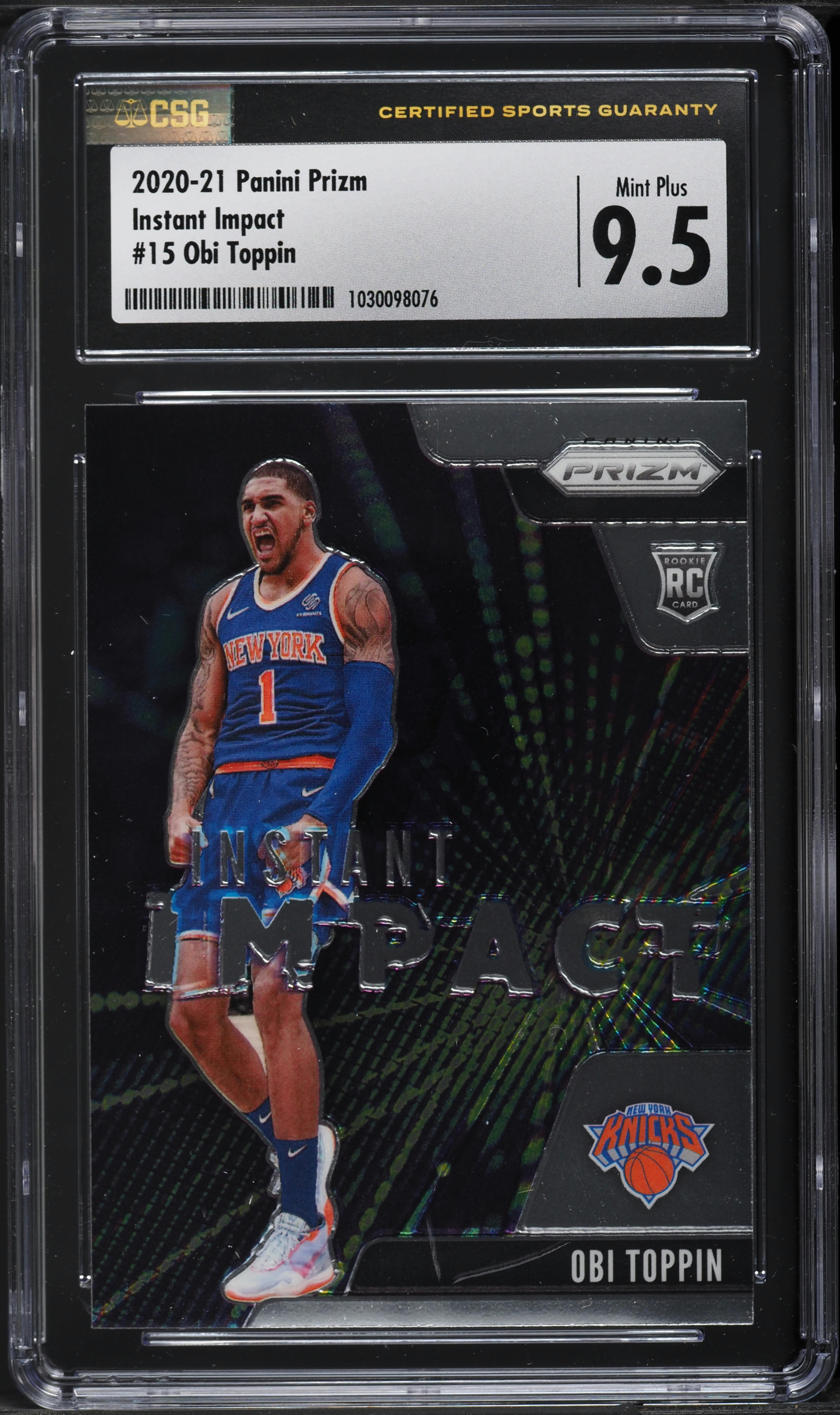 2020 Panini Prizm Instant Impact Obi Toppin ROOKIE #15 CSG 9.5 MINT+