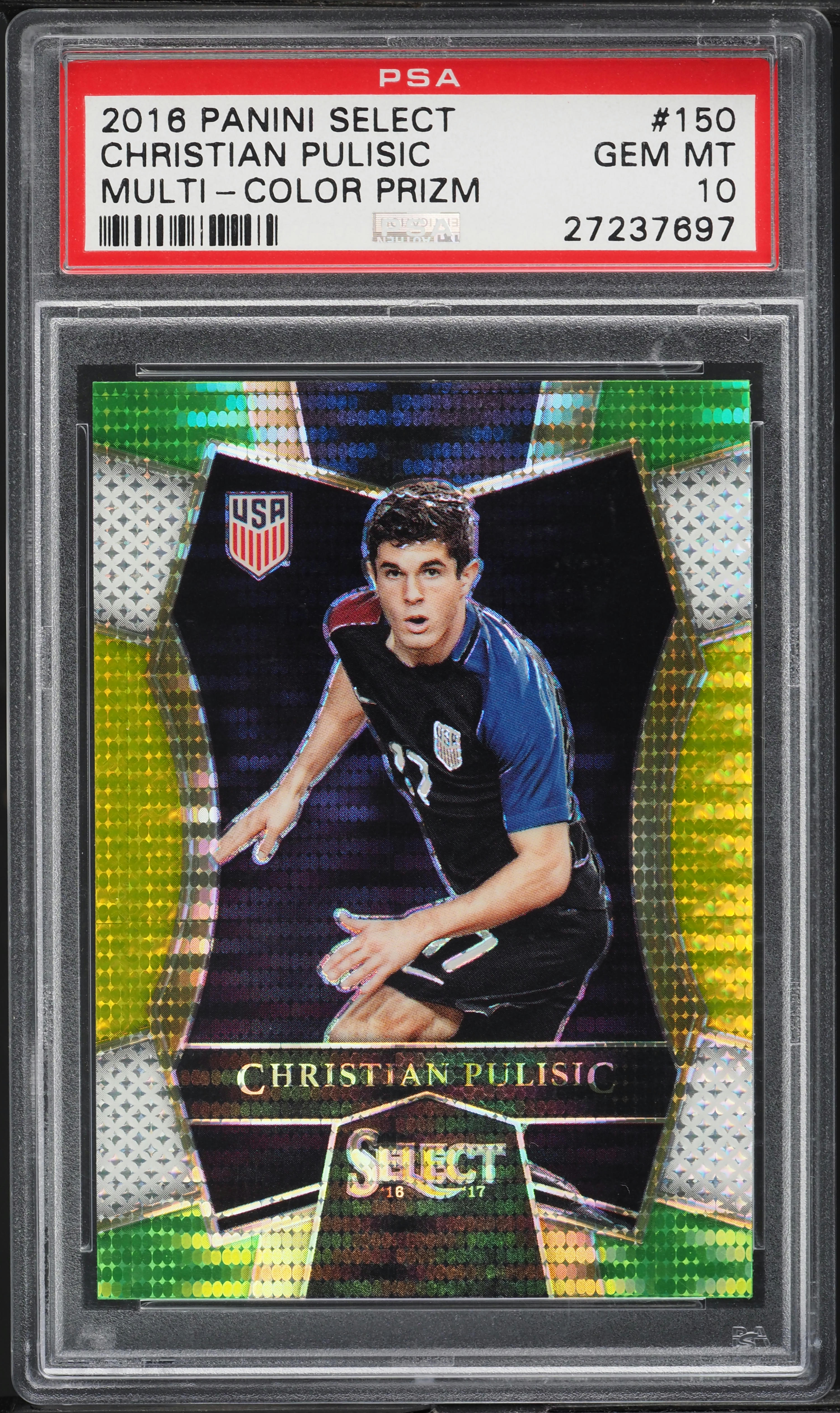 2016 Select Multi-Color Prizm Christian Pulisic ROOKIE #150 PSA 10 GEM MINT
