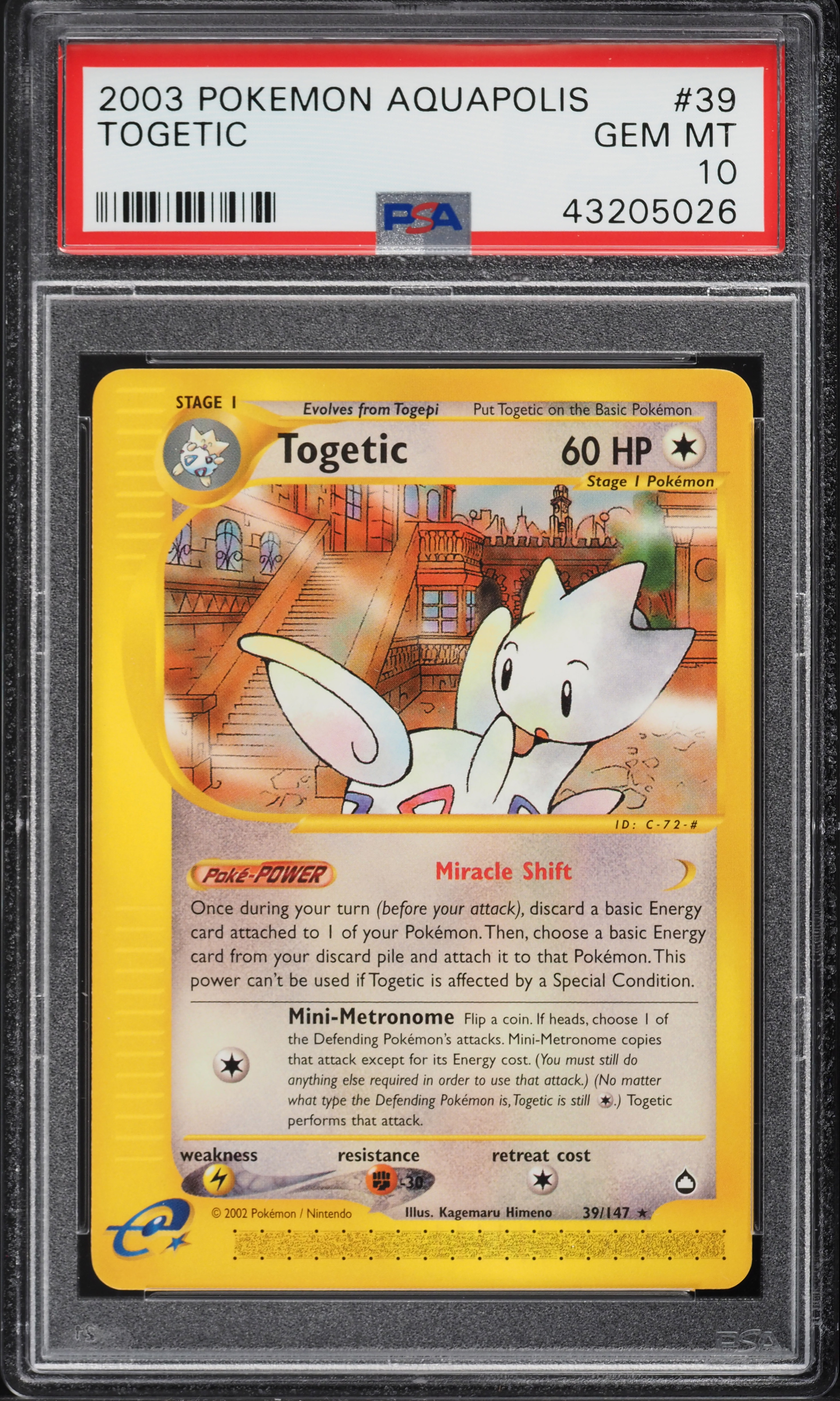 2003 Pokemon Aquapolis Togetic #39 PSA 10 GEM MINT