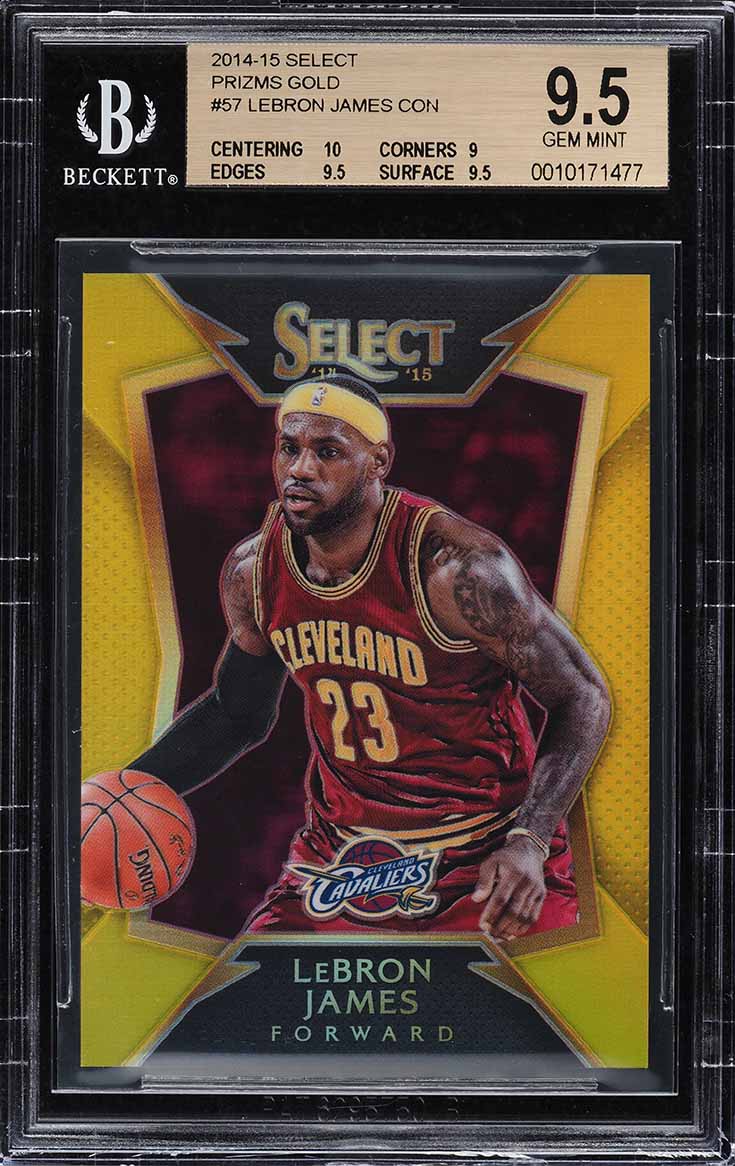 2014 Panini Select Gold Prizms LeBron James /10 #57 BGS 9.5 GEM MINT