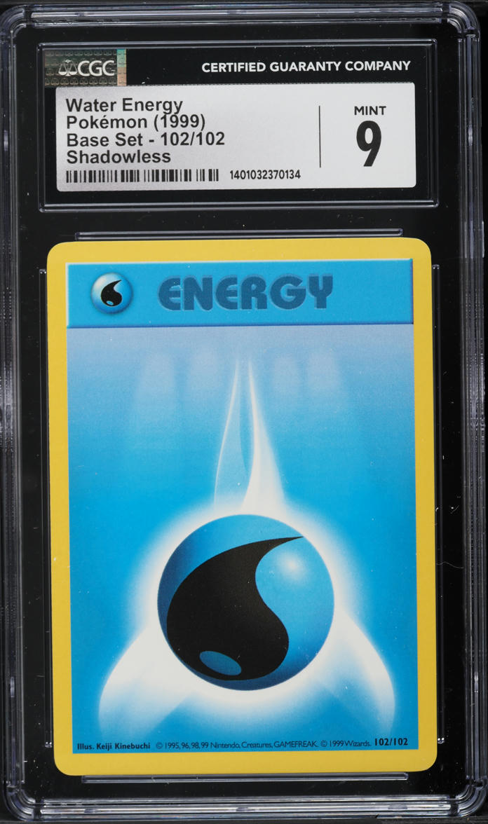 1999 Pokemon Base Set Shadowless Water Energy #102 CGC 9 MINT