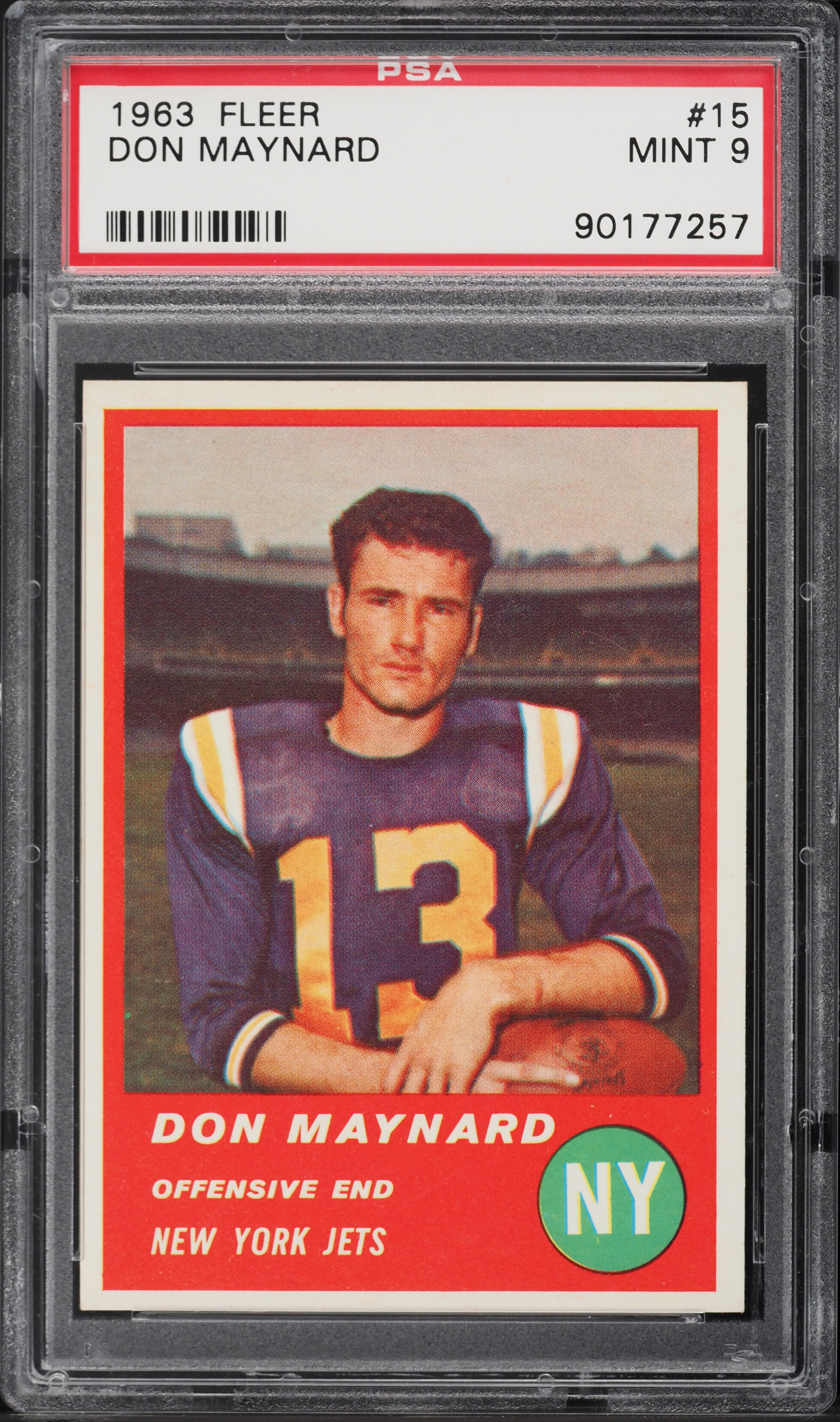 1963 Fleer Football Don Maynard #15 PSA 9 MINT