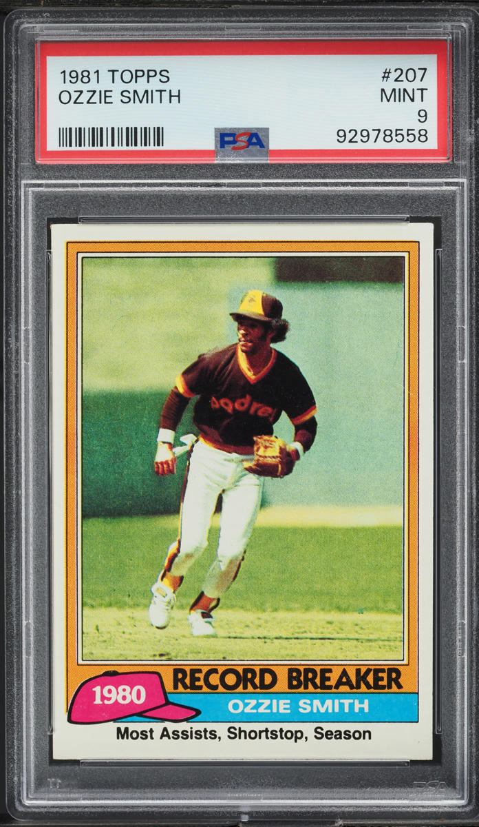 1981 Topps Ozzie Smith RECORD BREAKER #207 PSA 9 MINT