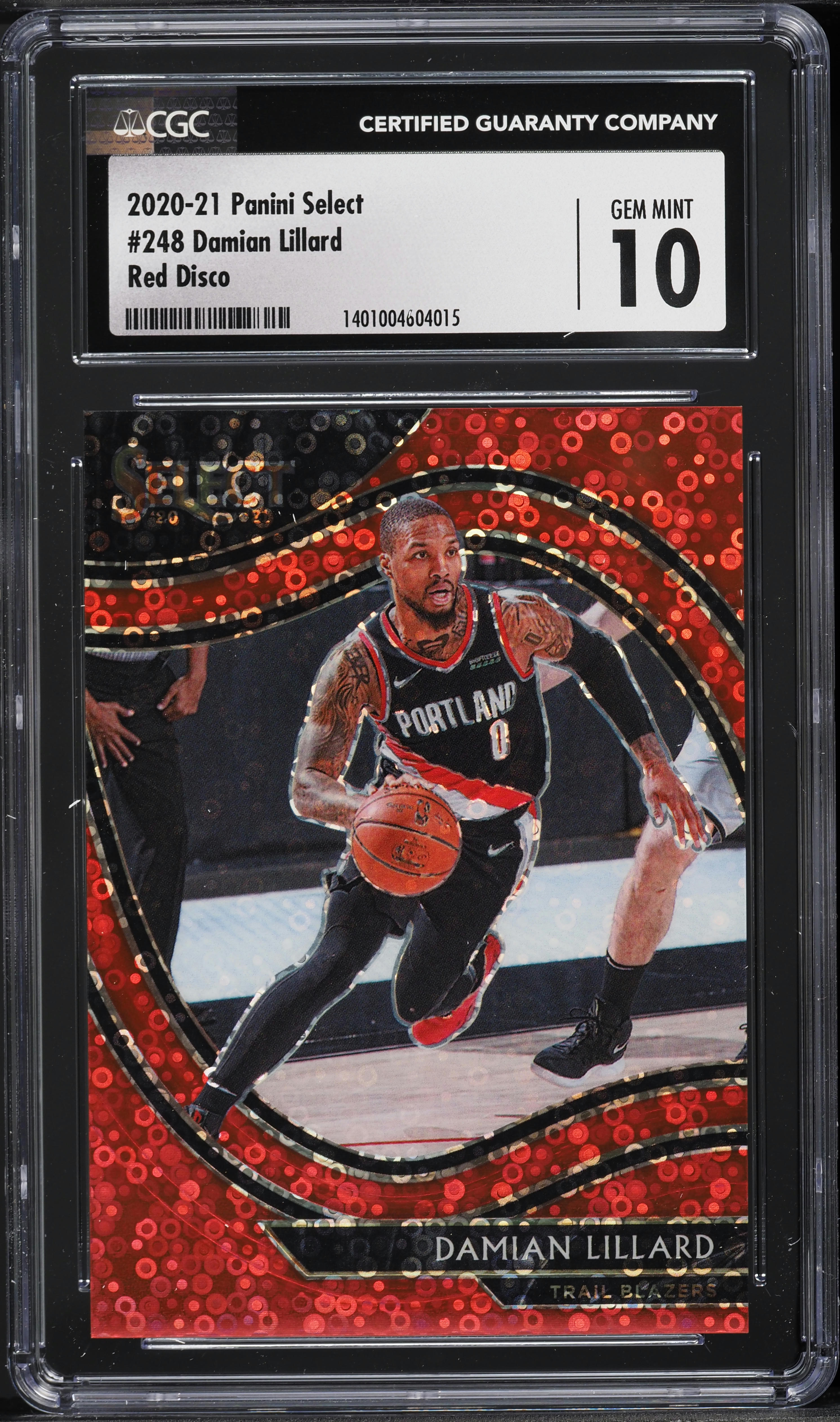 2020 Select Courtside Red Disco Prizm Damian Lillard /49 #248 CGC 10 GEM MINT