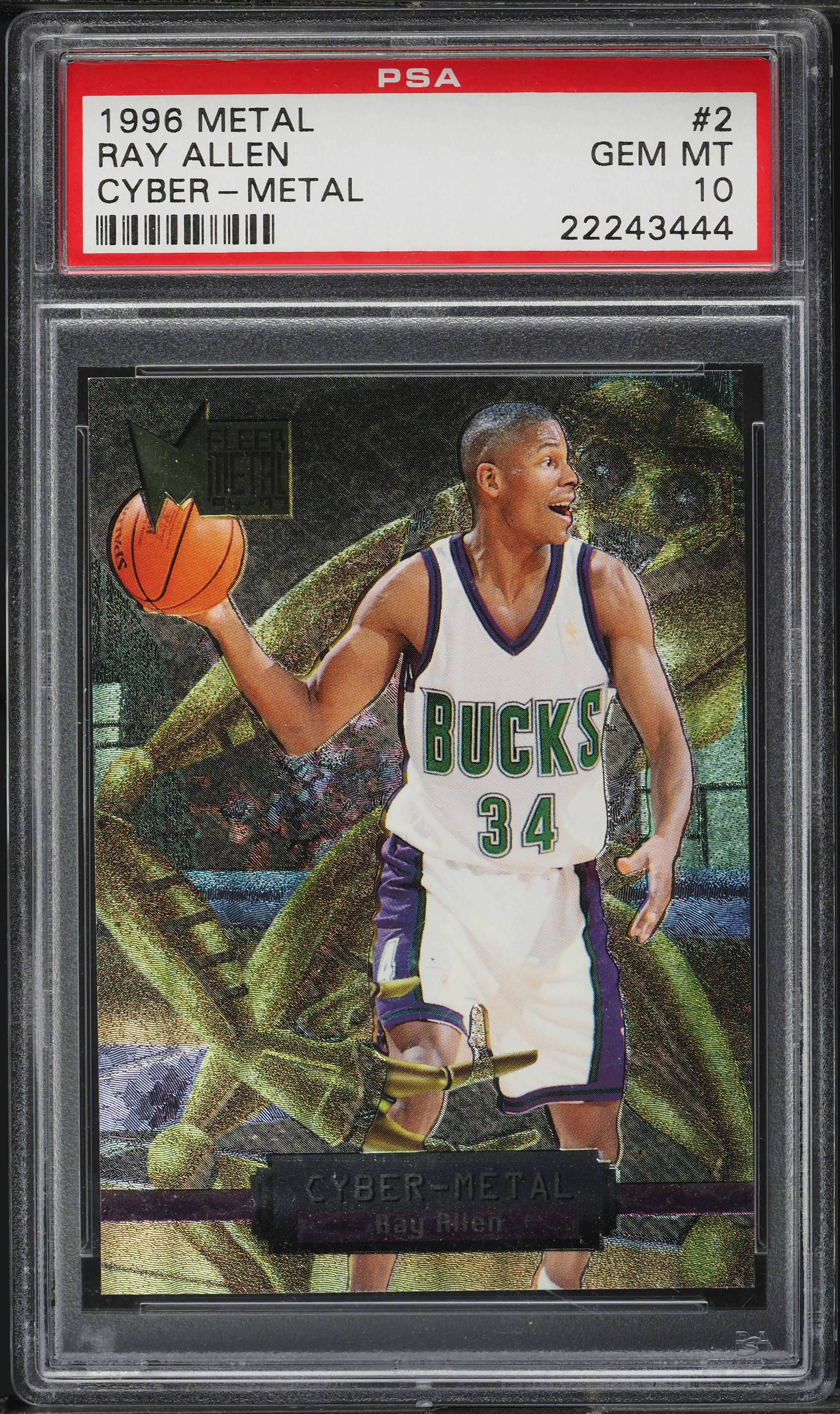 1996 Metal Cyber-Metal Ray Allen ROOKIE #2 PSA 10 GEM MINT