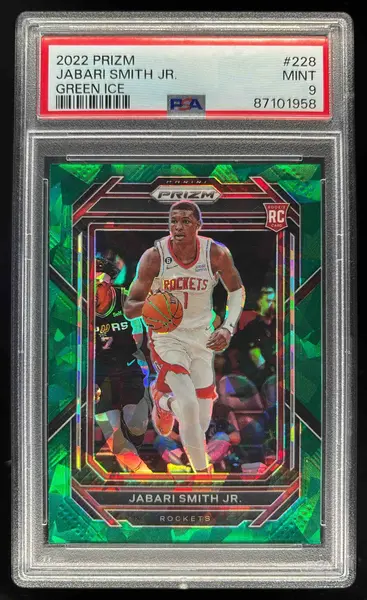 2022-23 Panini Prizm Prizms Green Ice #228 Jabari Smith Jr. RC PSA 9