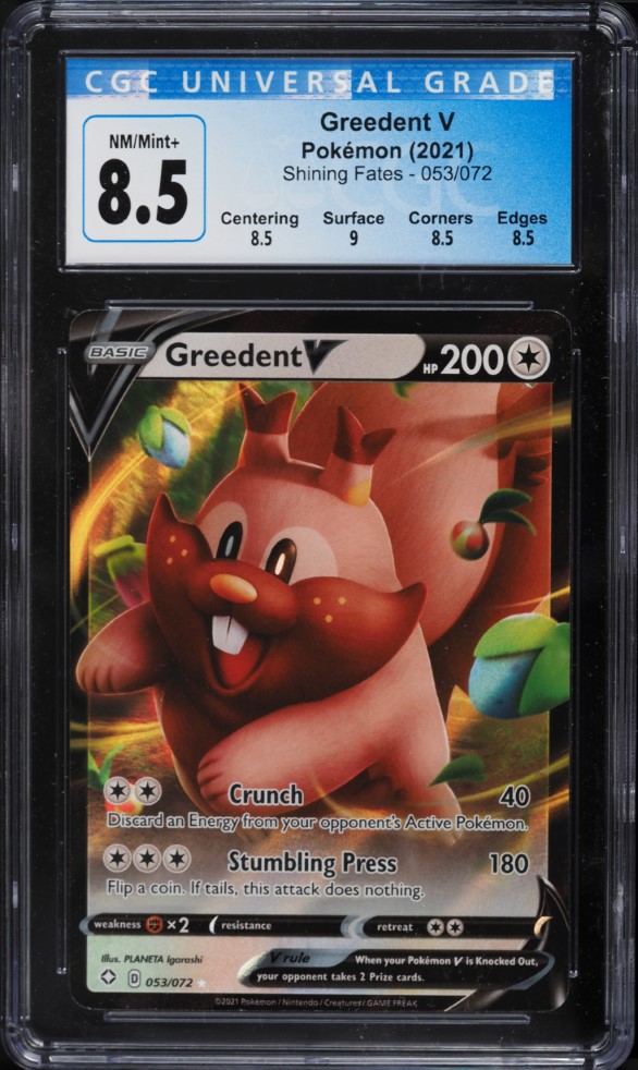 2021 Pokemon Sword & Shield Shining Fates Greedent V #53 CGC 8.5 NM-MT+