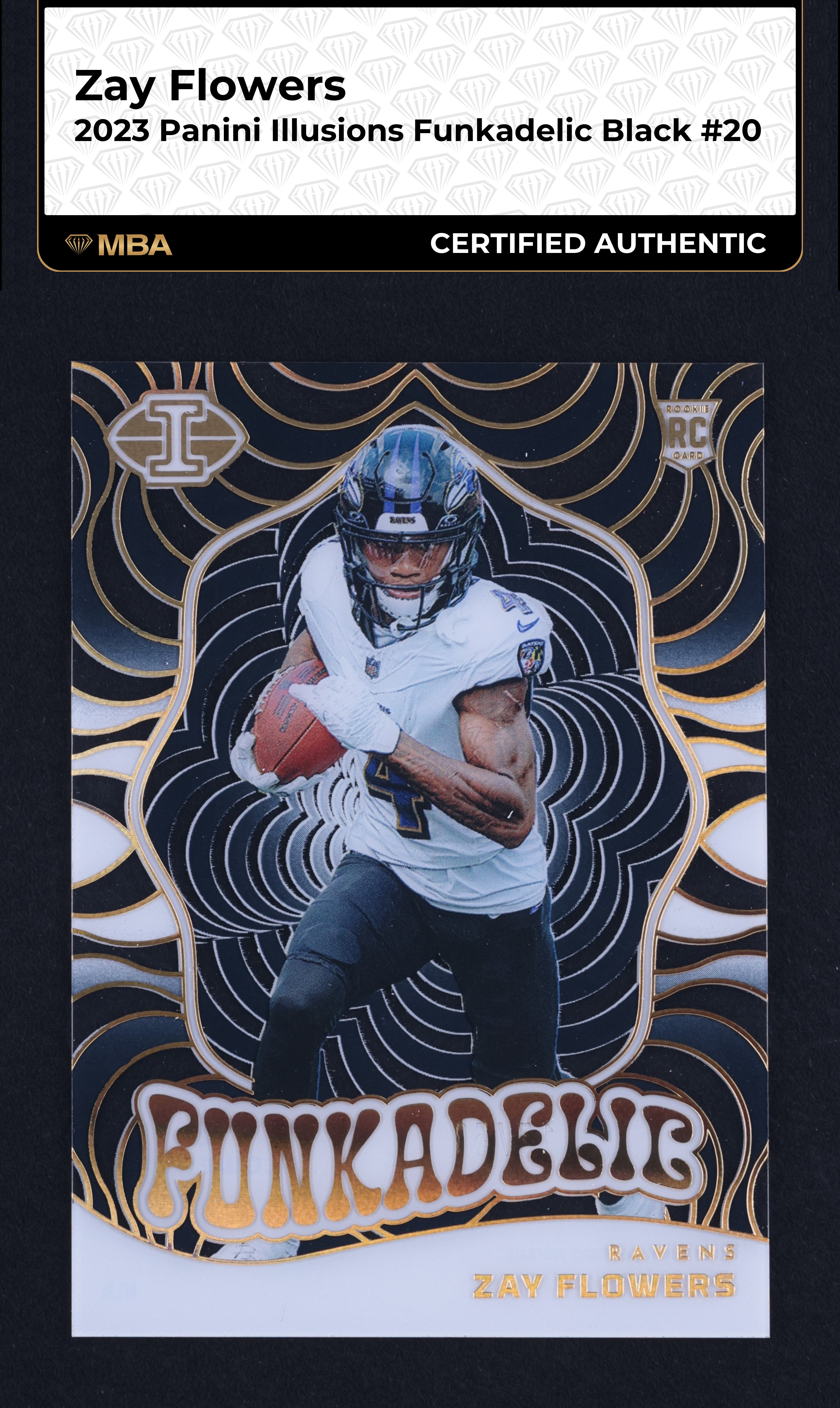 2023 Panini Illusions Funkadelic Black Zay Flowers ROOKIE /50 #20 MBA AUTH