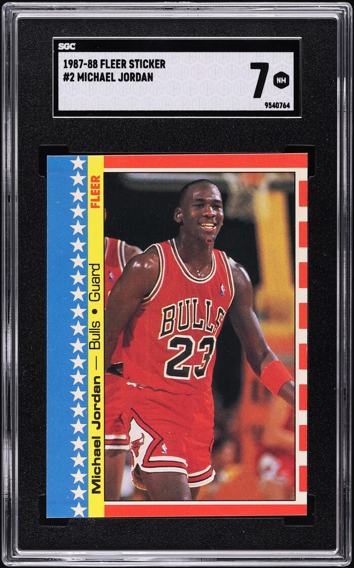 1987 Fleer Sticker Michael Jordan #2 SGC 7 NRMT