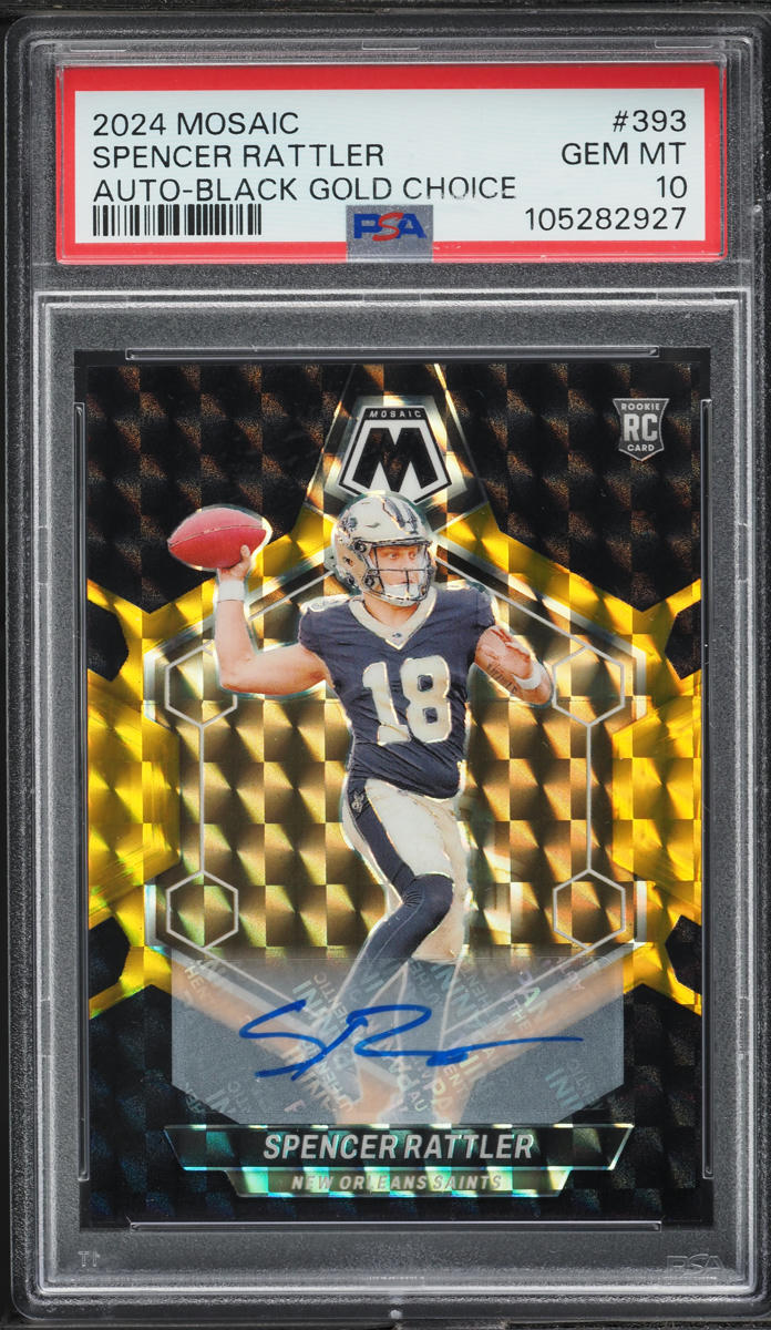 2024 Panini Mosaic Black Gold Choice Spencer Rattler ROOKIE AUTO 8/8 PSA 10 GEM