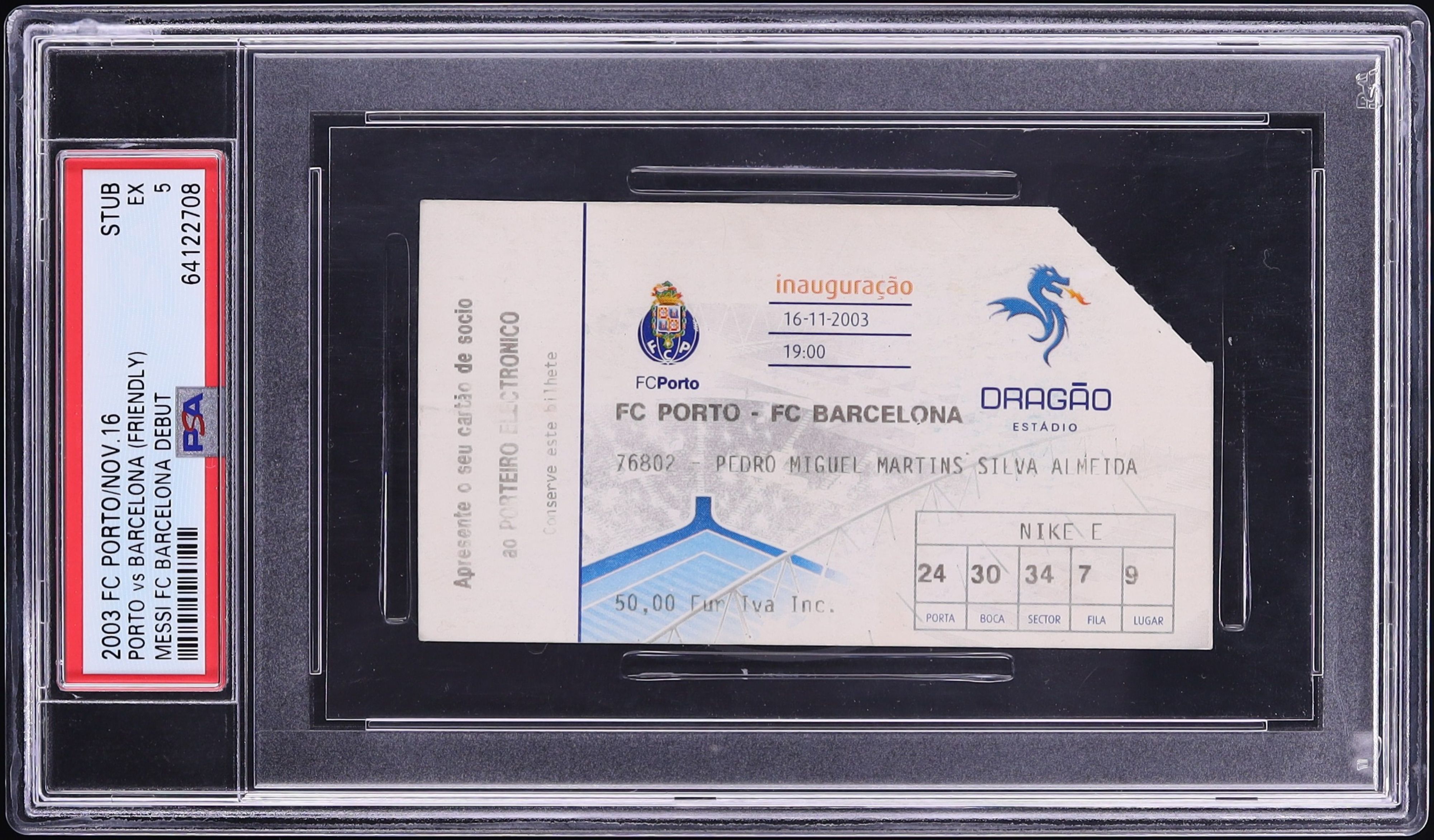 2003 Friendly Porto Vs Barcelona Ticket Stub Lionel Messi FC Barcelona Debut PSA 5 EX