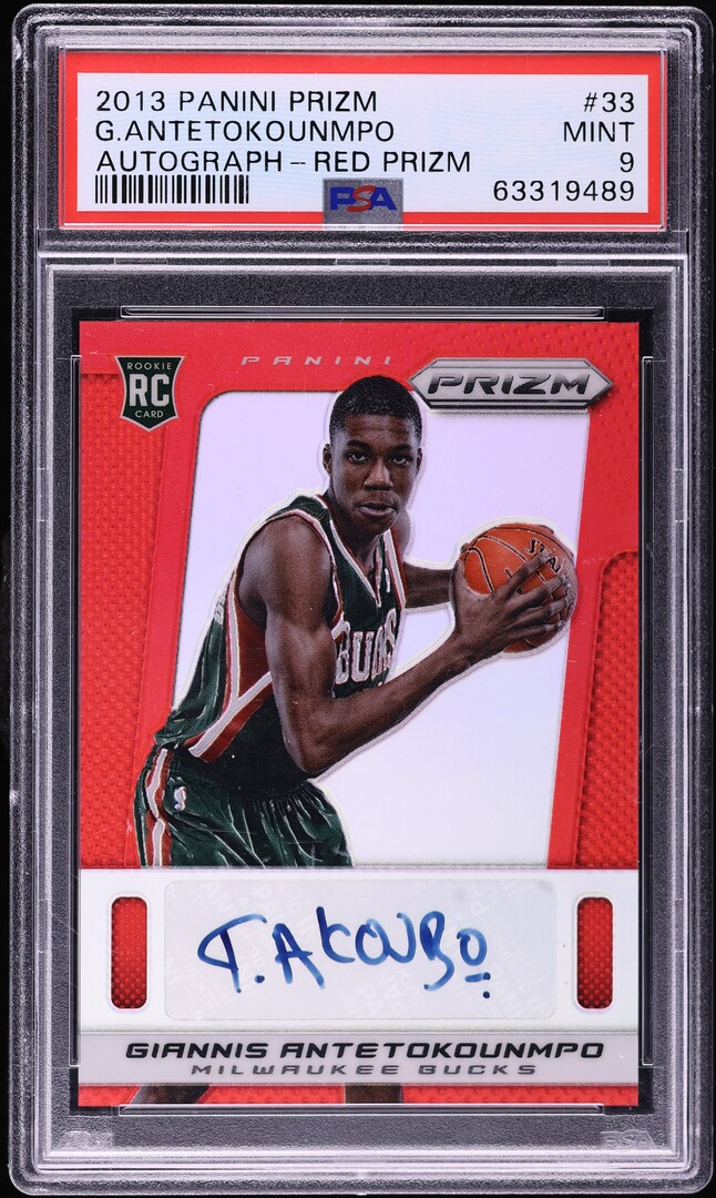 2013 Panini Prizm Red Giannis Antetokounmpo ROOKIE AUTO /49 #33 PSA 9 MINT